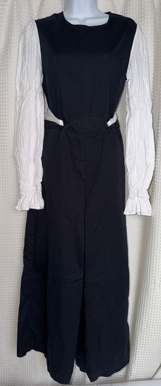 English Factory Wide Leg Jumpsuit Womens 4 Black White Long Sleeve Colorblock